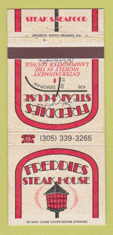 Matchbook Cover - Freddies Steak House Orlando FL WRITING 30 Strike