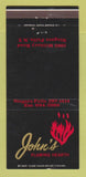 Matchbook Cover - John's Flaming Hearth Restaurant Niagara Falls NY 30 Strike