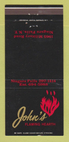 Matchbook Cover - John's Flaming Hearth Restaurant Niagara Falls NY 30 Strike