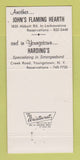 Matchbook Cover - John's Flaming Hearth Restaurant Niagara Falls NY 30 Strike