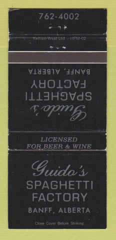 Matchbook Cover - Guido's Spaghetti Factory Banff AB 30 Strike