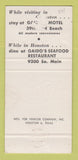 Matchbook Cover - Gaido's Seafood Restaurant Galveston TX 30 Strike