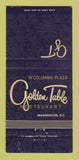 Matchbook Cover - Golden Table Restaurant Washington DC 30 Strike