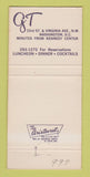 Matchbook Cover - Golden Table Restaurant Washington DC 30 Strike