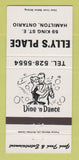 Matchbook Cover - Elly's Place Hamilton ON 30 Strike