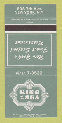 Matchbook Cover - King of the Sea Restaurant New York City 30 Strike