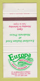 Matchbook Cover - Europa Restaurant London UK England Italian WEAR 30 Strike