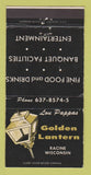 Matchbook Cover - Golden Lantern Restaurant Racine WI WEAR 30 Strike