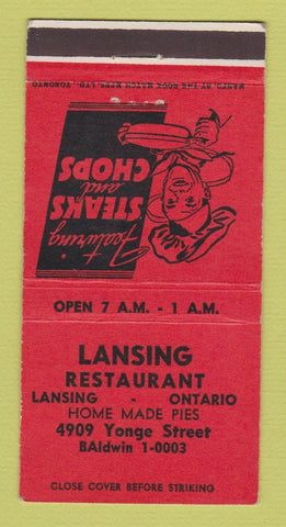 Matchbook Cover - Lansing Restaurant Toronto ON 30 Strike