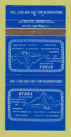 Matchbook Cover - Hydra Restaurant Campbellford ON WEAR 30 Strike