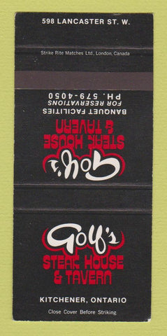 Matchbook Cover - Golf's Steak House Tavern Kitchener ON SAMPLE 30 Strike