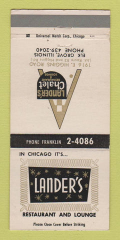 Matchbook Cover - Lander's Restaurant Elk Grove IL 30 Strike