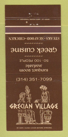 Matchbook Cover - Grecian Village Restaurant St Louis MO 30 Strike