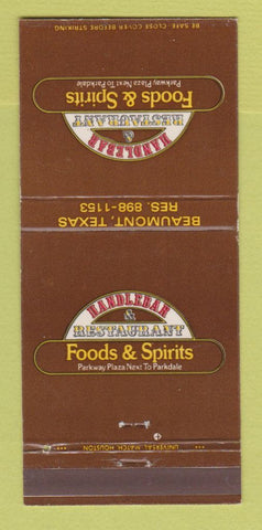 Matchbook Cover - Handlebar Restaurant Beaumont TX 30 Strike