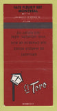 Matchbook Cover - El Toro Restaurant Montreal QC 30 Strike