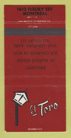 Matchbook Cover - El Toro Restaurant Montreal QC 30 Strike