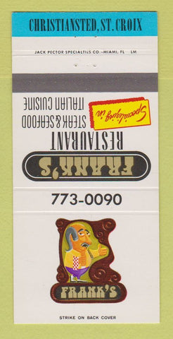 Matchbook Cover - Frank's Restaurant Christiansted St Croix  30 Strike