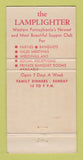 Matchbook Cover - Lamplighter Restaurant Delmont PA 30 Strike