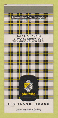Matchbook Cover - Highland House Los Angeles CA 30 Strike