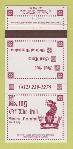 Matchbook Cover - King of the Hill Medival Restaurant Bentleyville PA 30 Strike