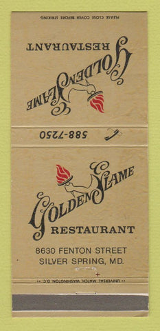 Matchbook Cover - Golden Flame Restaurant Silver Spring MD 30 Strike