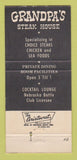 Matchbook Cover - Grandpa's Steak House Kearney NE 30 Strike