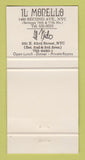 Matchbook Cover - Il Monello Italian Restaurant New York City 30 Strike