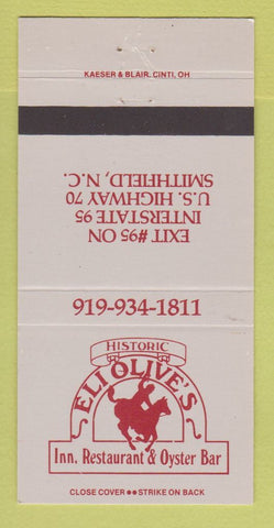 Matchbook Cover - Eli Olive's Restaurant Smithfield NC 30 Strike