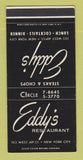 Matchbook Cover - Eddy's Restaurant New York City SAMPLE 30 Strike