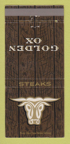 Matchbook Cover - Golden Ox Steak Denver Kansas City Washington DC 30 Strike