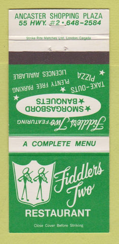 Matchbook Cover - Fiddlers Two Restaurant Ancaster ON 30 Strike