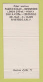 Matchbook Cover - Filippi's Pizza Grotto Italian Oceanside CA 30 Strike
