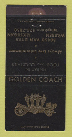Matchbook Cover - Golden Coach Restaurant Warren MI WEAR 30 Strike