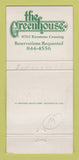 Matchbook Cover - The Greenhouse Indianapolis IN 30 Strike