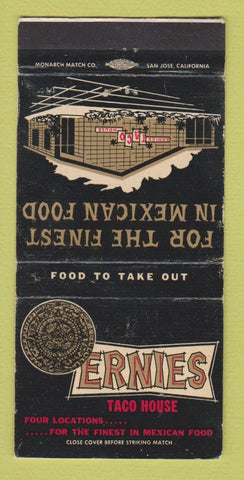 Matchbook Cover - Ernies Taco House Hollywood West Covina CA WEAR 30 Strike