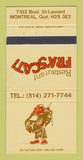 Matchbook Cover - Restaurnt Frascati Montreal QC 30 Strike