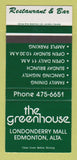 Matchbook Cover - Greenhouse Restaurant Edmonton AB SAMPLE 30 Strike