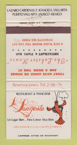 Matchbook Cover - La Langosta Restaurant Puerto Vallarta Mexico 30 Strike