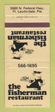 Matchbook Cover - Fisherman Restaurant Fort Lauderdale FL WORN 30 Strike