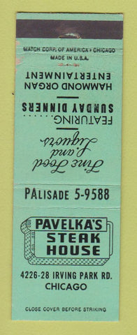 Matchbook Cover - Pavelka's Steak House Chicago IL WEAR