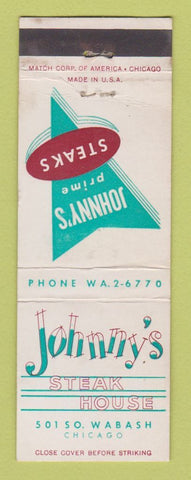 Matchbook Cover - Johnny's Steak House Chicago IL WEAR