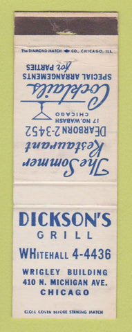 Matchbook Cover - Dickson's Grill Chicago IL