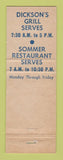 Matchbook Cover - Dickson's Grill Chicago IL