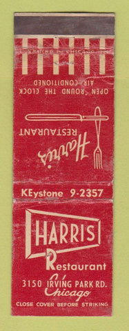 Matchbook Cover - Harris Restaurant Chicago IL WORN