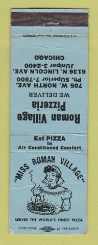 Matchbook Cover - Roman Village Pizza Chicago IL girlie WORN