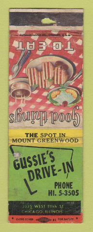 Matchbook Cover - Gussie's Drive In Chicago IL POOR