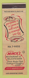 Matchbook Cover - Minck's Restaurant Deli Chicago IL