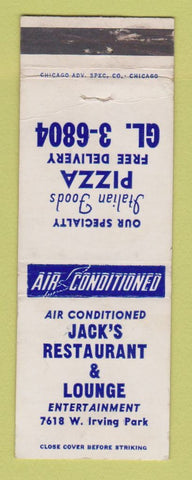 Matchbook Cover - Jack's Restaurant Chicago IL Pizza Italian WEAR