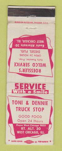 Matchbook Cover - Toni & Dennie Truck Stop West Chicago IL