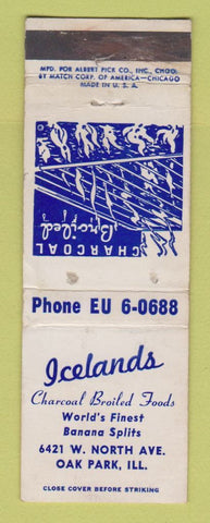 Matchbook Cover - Icelands Restaurant Oak Park IL WEAR